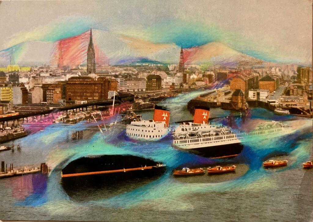 Fiktive (Stadt)Landschaft. 2021, 10x15, Übermalung