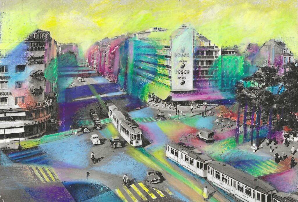 Übermalte Postkarte, 2022