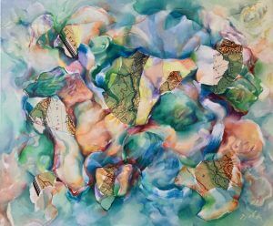 Bizarre Welten, 2021, Collage/Papier, Öl/Lw, 100x120