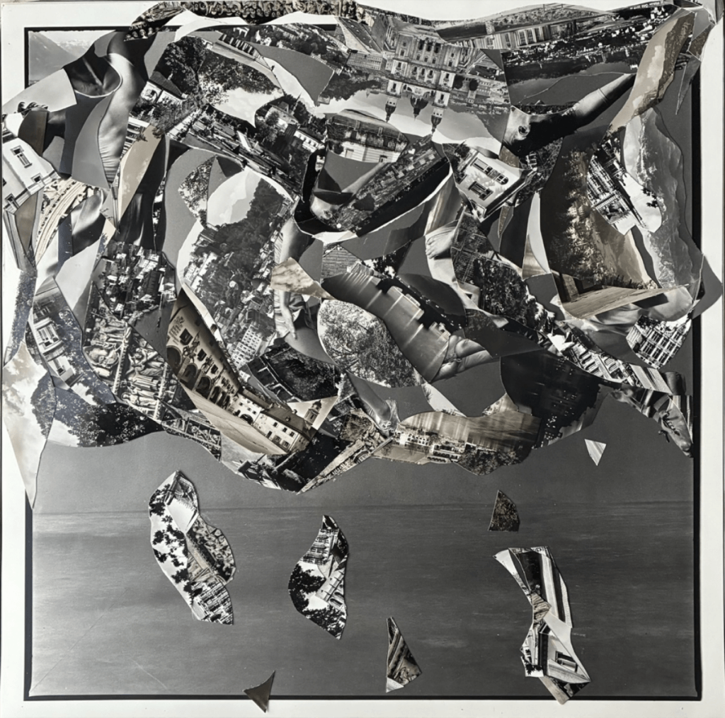 Sabine Schneider, Falling Worlds, 2026, Collage 50x50 cm